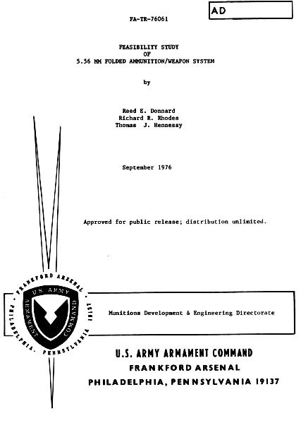 U.S EXPERIMENTAL TRIANGULAR AMMUNITION CD TEST REPORT A1 UNIQUE DESIGN
