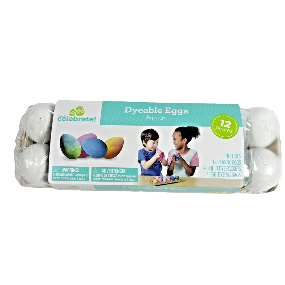 1 Dozen Easter Dyeable Plastic Eggs with dye and 2 Egg Coloring kit
