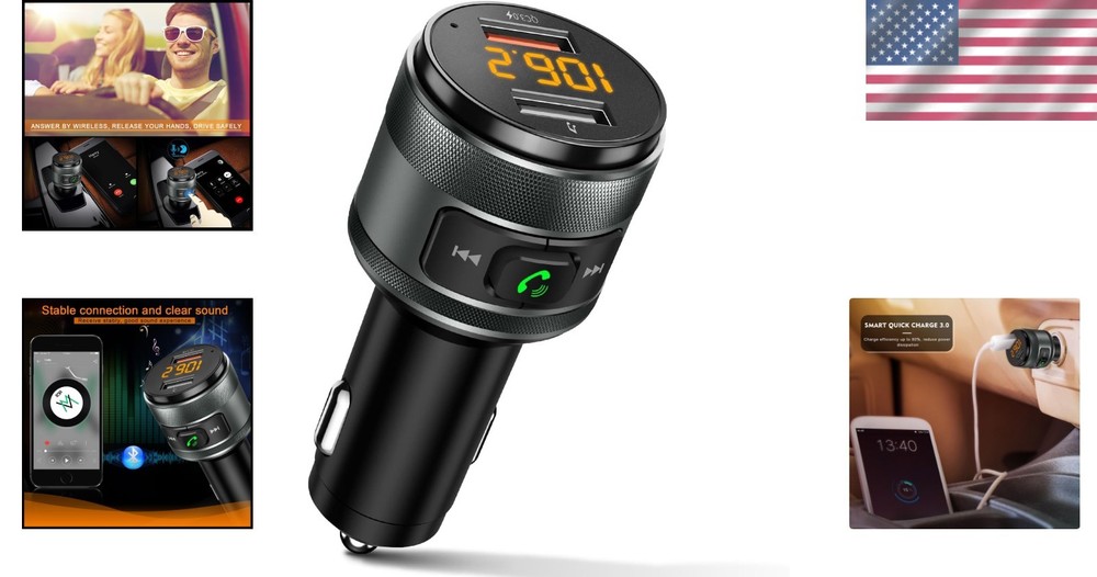 High-Fidelity Bluetooth Car FM Transmitter with Multi-Safety Protection Features