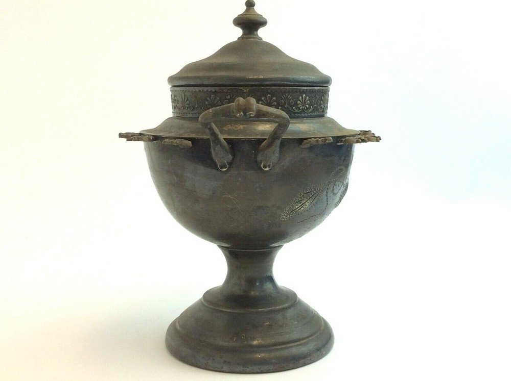 Antique Old Silverplate Etched Spoon Demitasse Condiment Container Jar