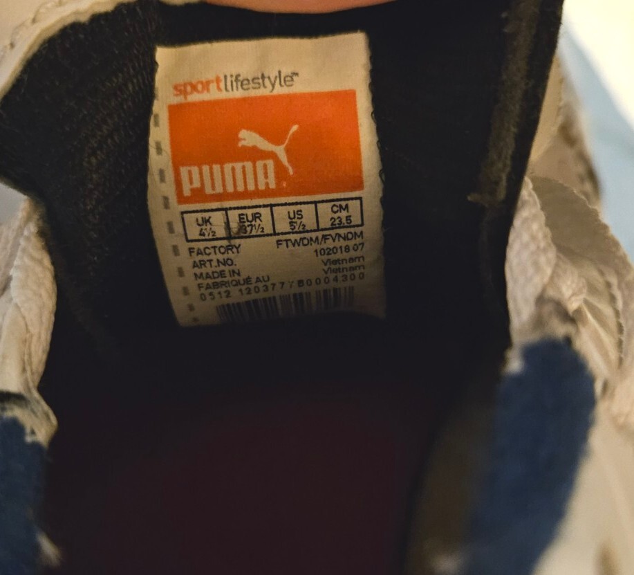 PUMA Boys Shoes White Red Blue Size 5.5