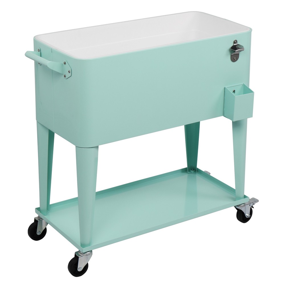 Rectangular Plastic Frozen Insulation Cart, Mint Green, Portable Cooler