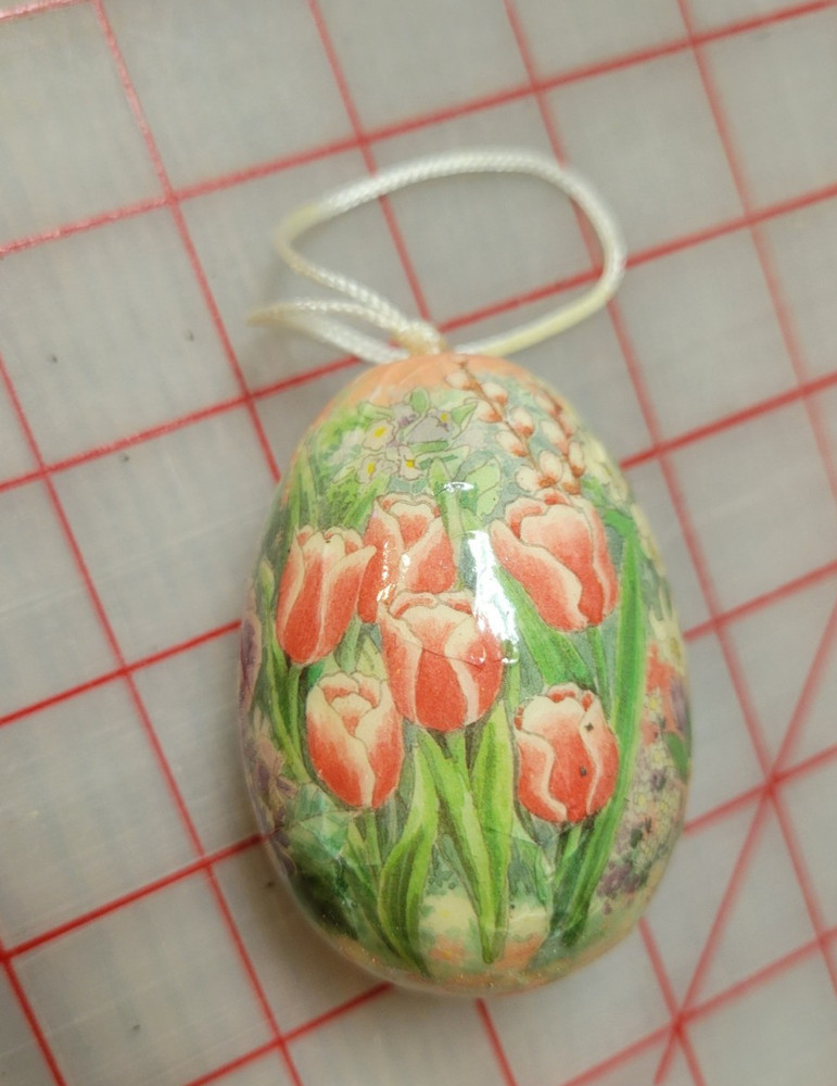 Vintage Paper Mache Easter Egg - Spring Floral Design