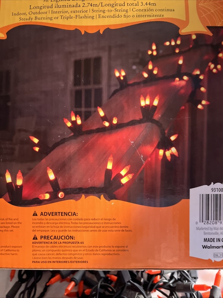 Orange Halloween Holiday String Lights 9’ Works