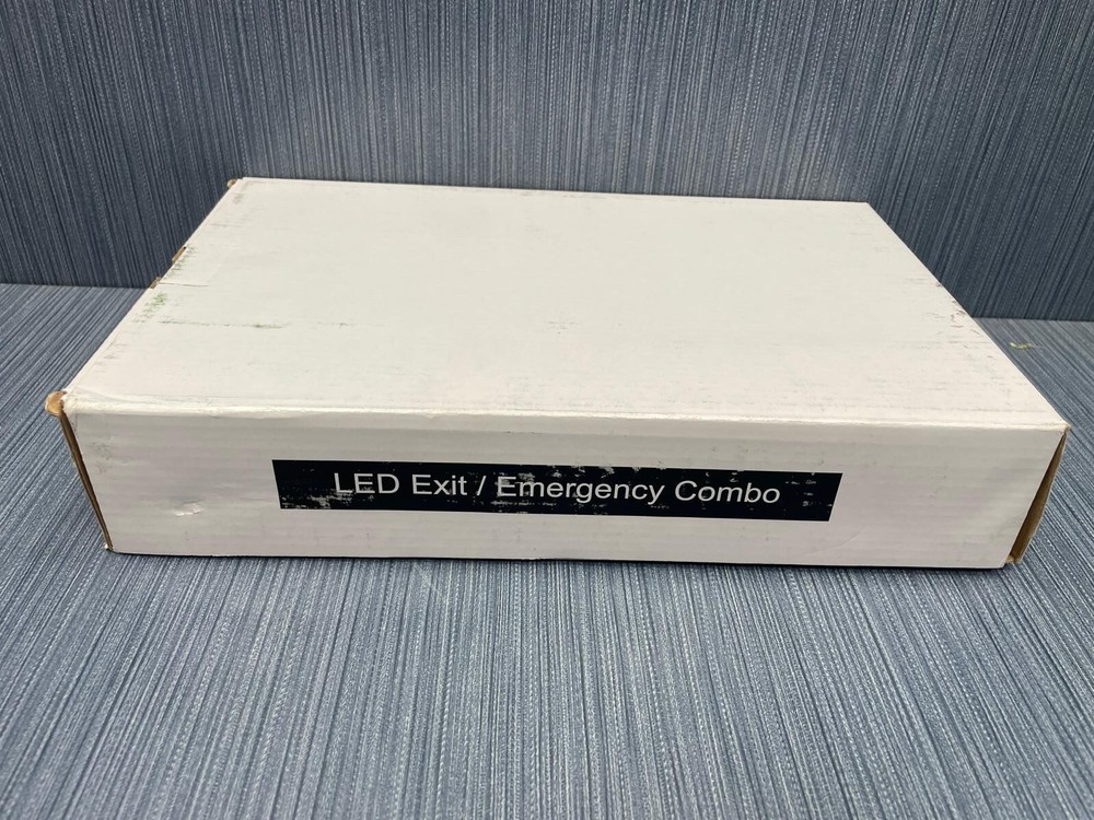 LED Exit Sign / Emergency Lighting Combo Red Letters Black Housing High Lumen