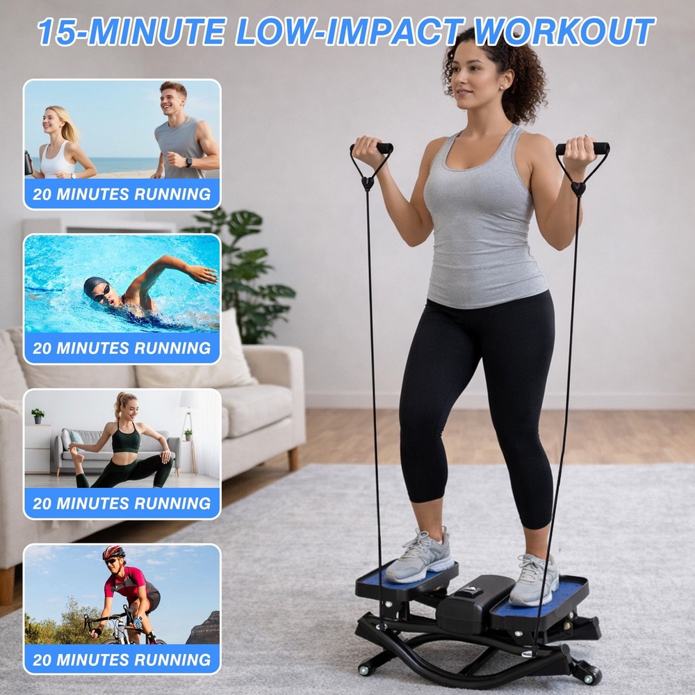 Side Stepper Exercise Machine with Resistance Bands - Compact Home Stair Stepper