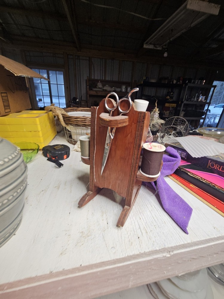 Vintage Rocking Chair Push Pins Sewing Box