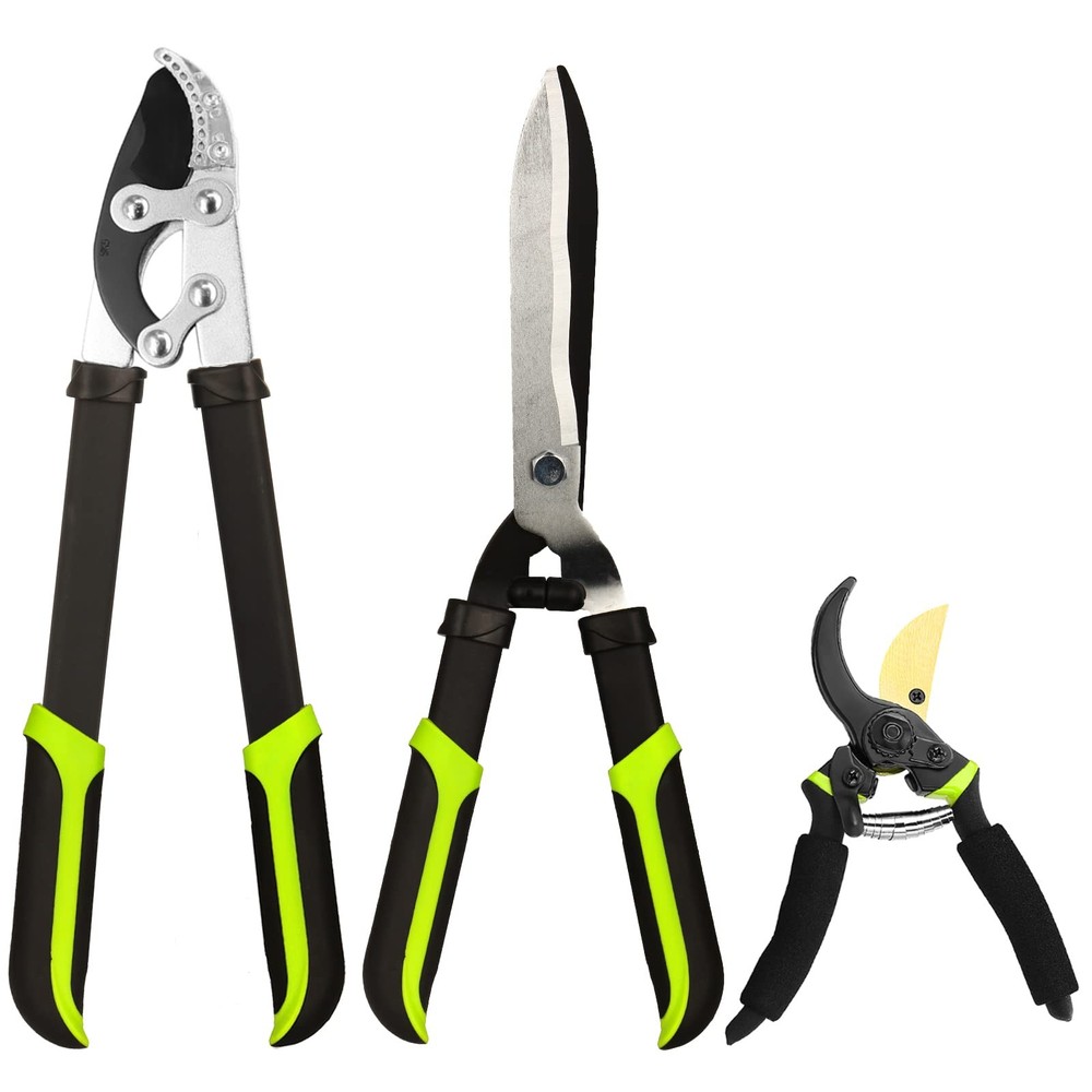 Loppers Hedge Clippers & Pruners Combo Set 3-Piece Hedge Shears, Sharp Tree T...