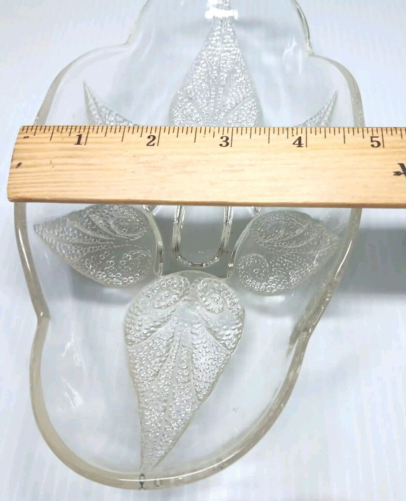 Vintage Oval Celery Dish Raised Bubble Leaves Pattern Clear Glass