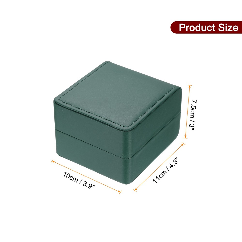 Single Watch Case, PU Leather Watch Storage Box, Green,