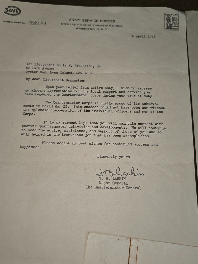 WWII Paperwork Grouping for Louis K. Braunston