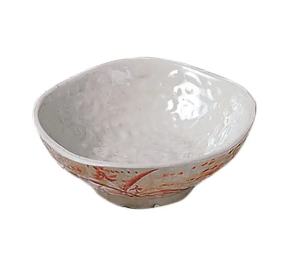 Thunder Group 3705 7 oz Gold Orchid Pattern Melamine Wave Rice Bowl - 1 Doz