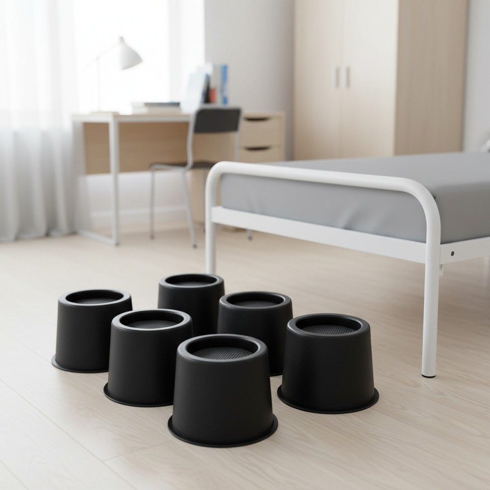 Space-Saving 4 Inch Furniture Risers - Maximize Storage with 1,100 lbs Support