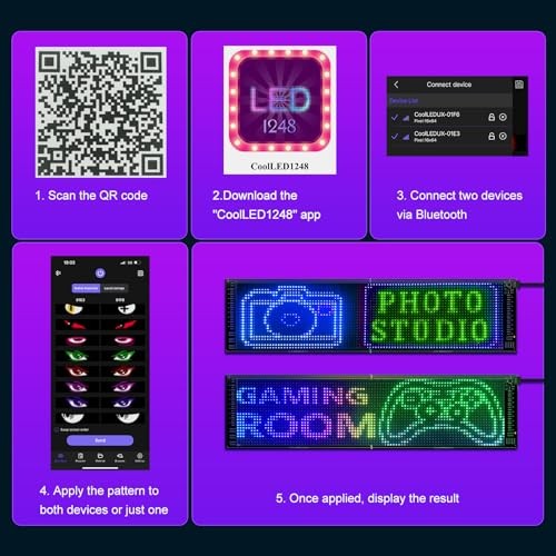 2 Pack LED Eyes for Car Windshield 14.56"x3.62", Programmable Animated Black