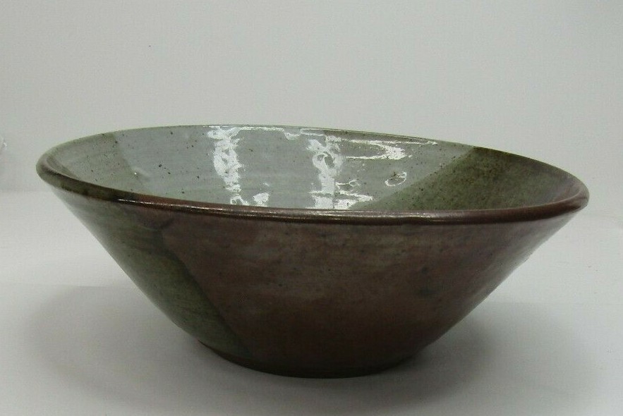 VTG Art Studio Dimpled Drip Glazed 10 3/4" Bowl Signed and Dated 1990