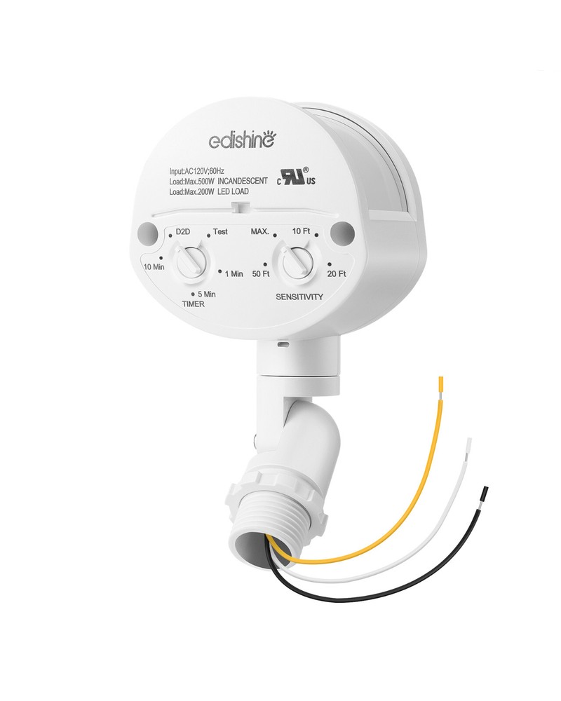 EDISHINE Motion Sensor, Automatic Dusk to Dawn, 180 Degree Replacement White