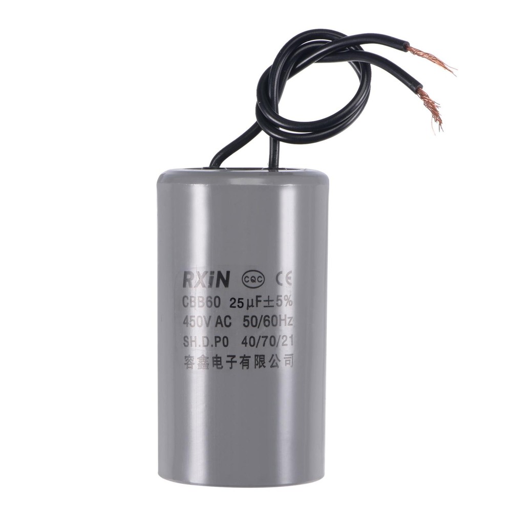 CBB60 Wired Capacitor Start Run Motor Generator Compressor 25uF 450V 50/60Hz