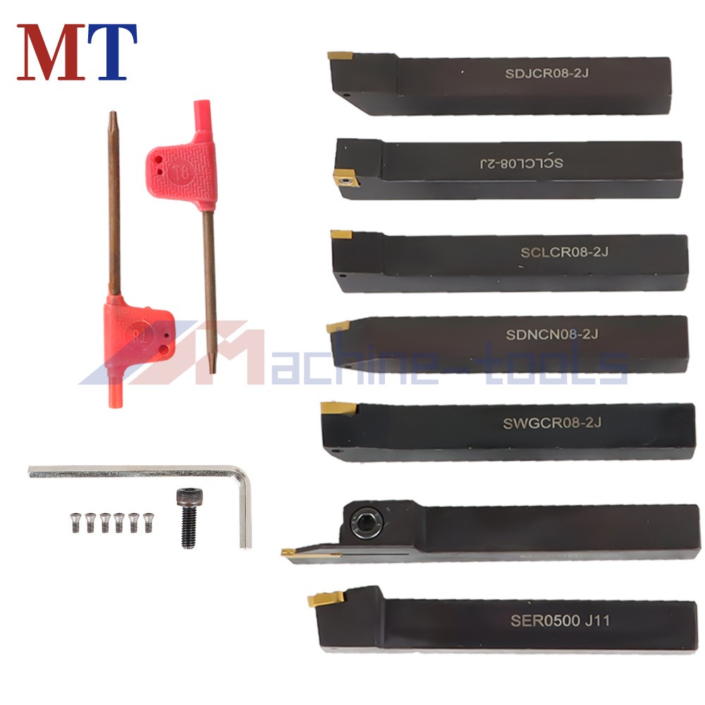 1/2"7x Carbide Indexable Turning Tool Lathe Tool Bit Thread Insert+Holder Kit