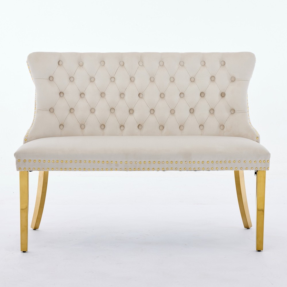 Velvet Double Dining Loveseat Bench, Kitchen & Dining Seating, 2-Seat Tufted B