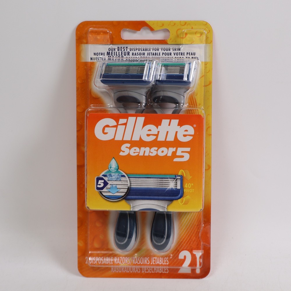 2 PACK Gillette Sensor5 Men's Disposable Razors, 2 Count Each