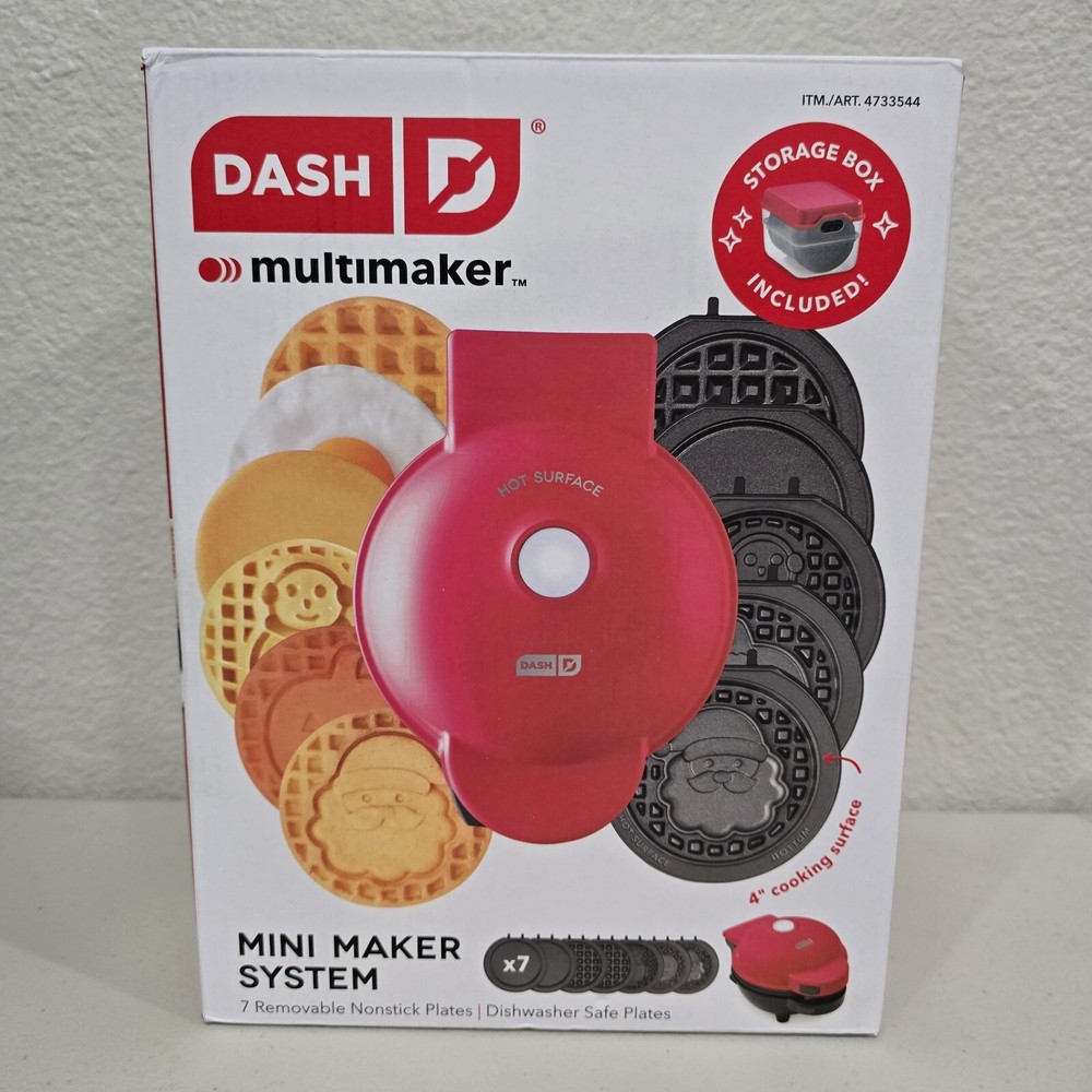 Dash MultiMaker Mini System Waffle Griddle Removable Plates Storage Xmas