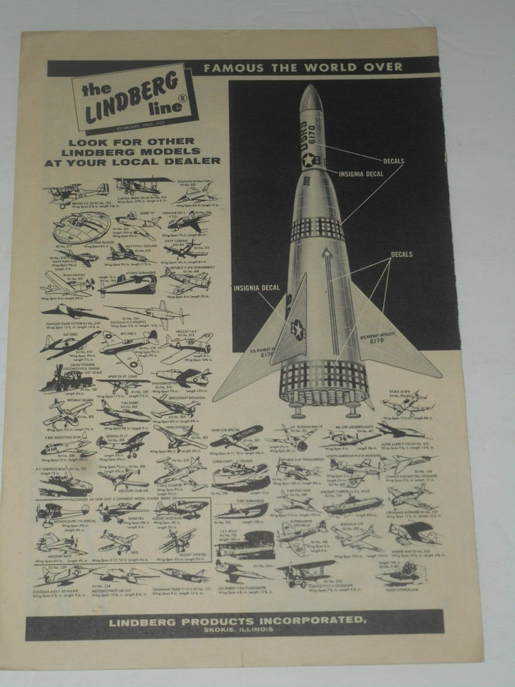 LINDBERG SATELLITE Three Stage Rocket Launcher Model No. 1004 Instructions ONLY!