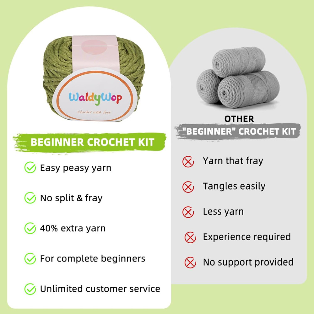 Beginner Crochet Kit: 8 Flower Bookmarks with Video Tutorials & Yarn Set