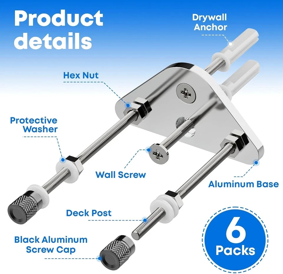 6 Pcs Skateboard Wall Mount Display,Aluminum Skate Board 1, Triangle type