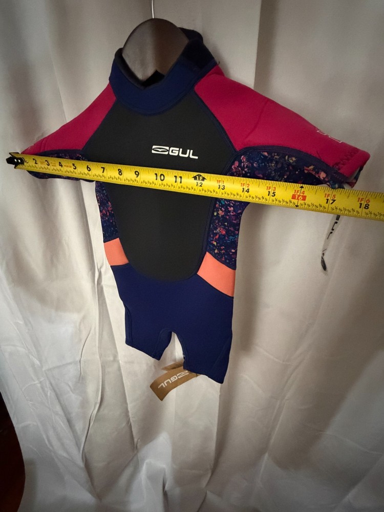 Gul Junior Response 3/2mm Back Zip Shorty Wetsuit - Blue / Rose T2