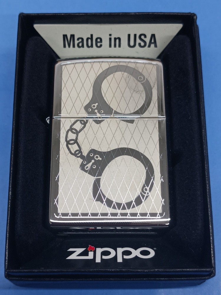 Zippo High Polish Chrome Handcuff Bling Lighter 28287