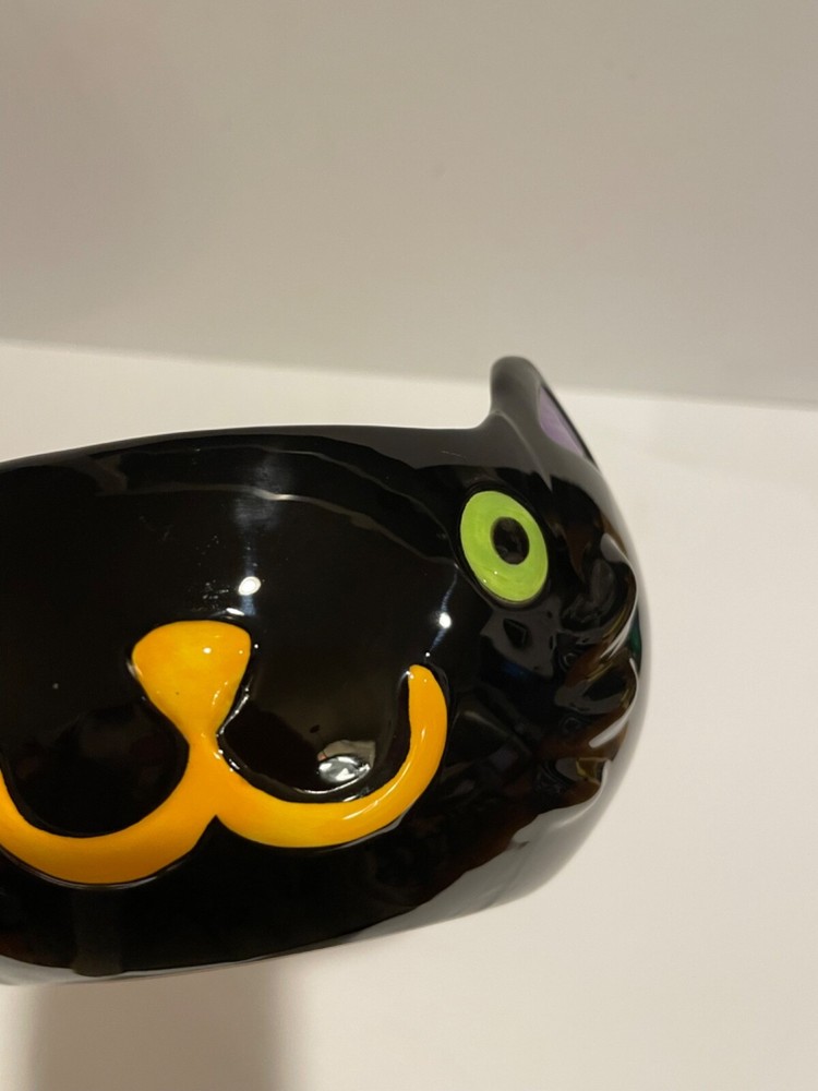 Hallmark Halloween Black Cat Candy Bowl Ceramic 5.5”