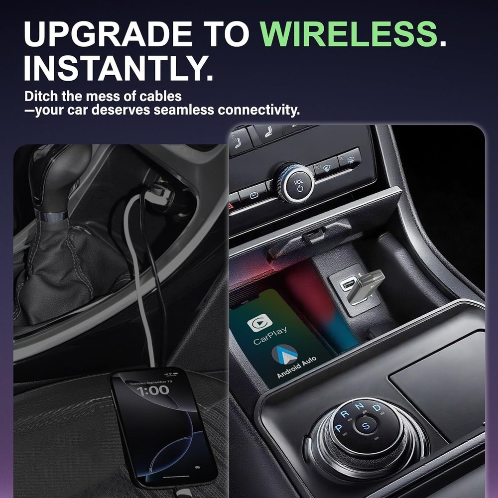 Wireless CarPlay Adapter– Android Auto Wireless Adapter, 5.8GHz Wi-Fi