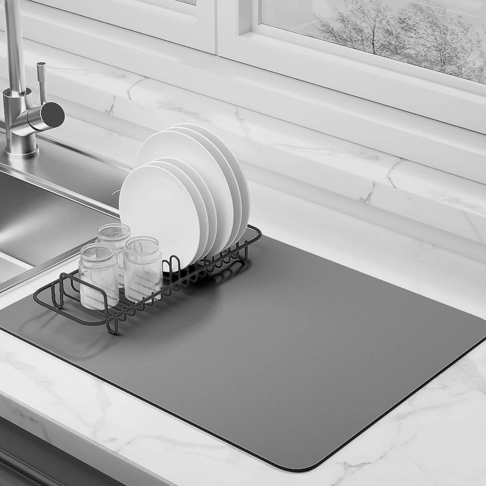 Dish Drying Mat for Kitchen Counter Super Absorbent Drainer Mats with