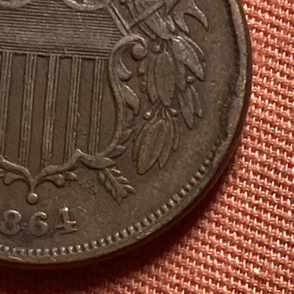 1864 Two Cent Piece Large Motto American Coin