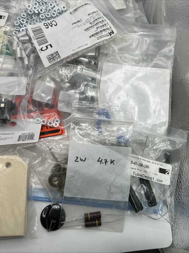 Mixed Electronics Hardware Lot, Screws, Washers, Springs, Components, Resistors