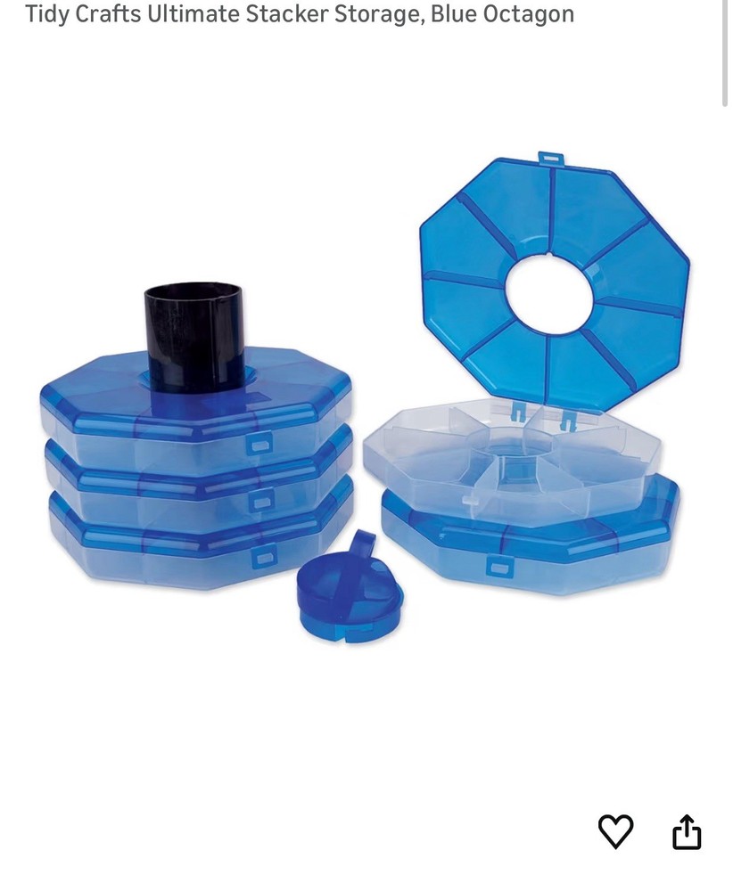 Tidy Crafts Ultimate Stacker Storage, Blue Octagon 40 Compartments