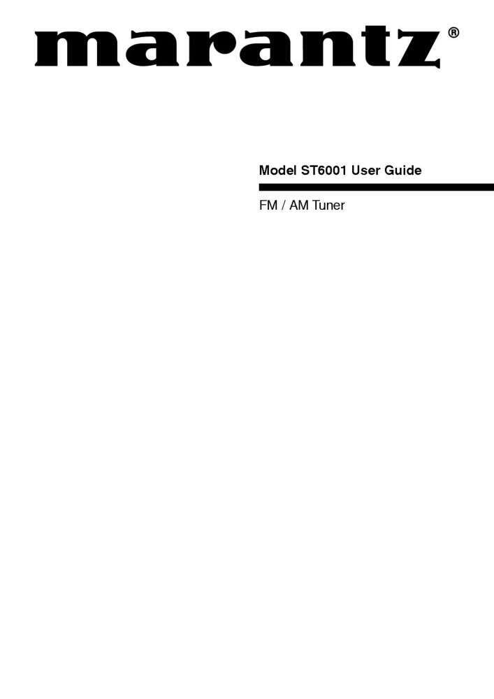 Marantz ST6001 Tuner Owners Manual