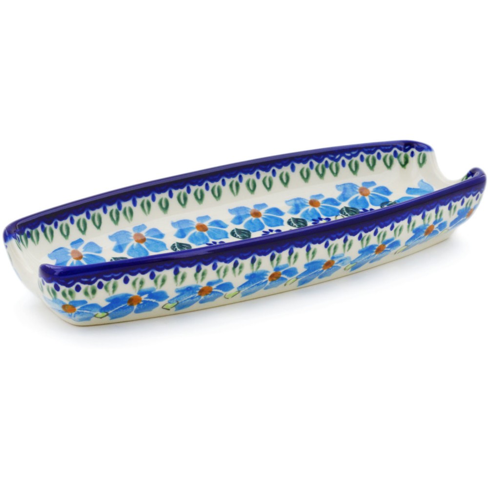 Polish Pottery Corn Tray 9" Pansy Morning
