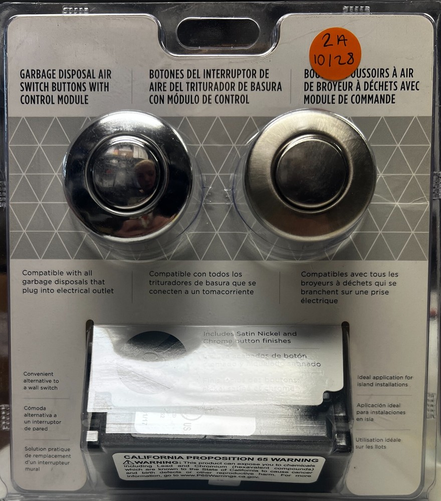 MOEN Garbage Disposal Air Switch Controller Base Unit; Chrome and Nickel buttons