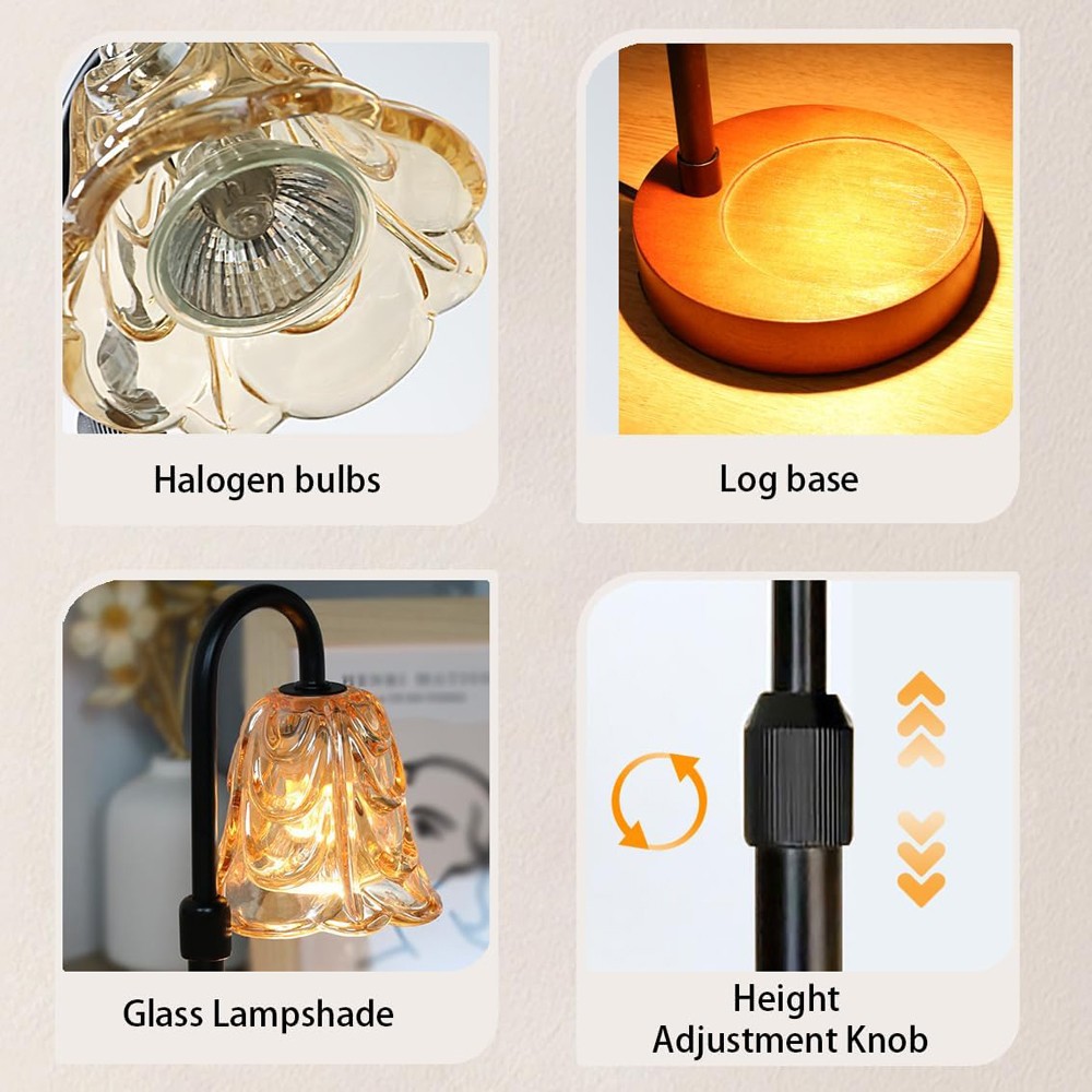 2Pack Candle Warmer Lamp,Adjustable Glass Lamp Candle Warmer with Timer Dimmable
