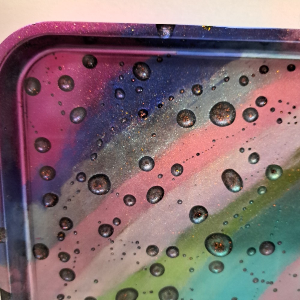 Small Tray – Resin Rainbow & Raindrops