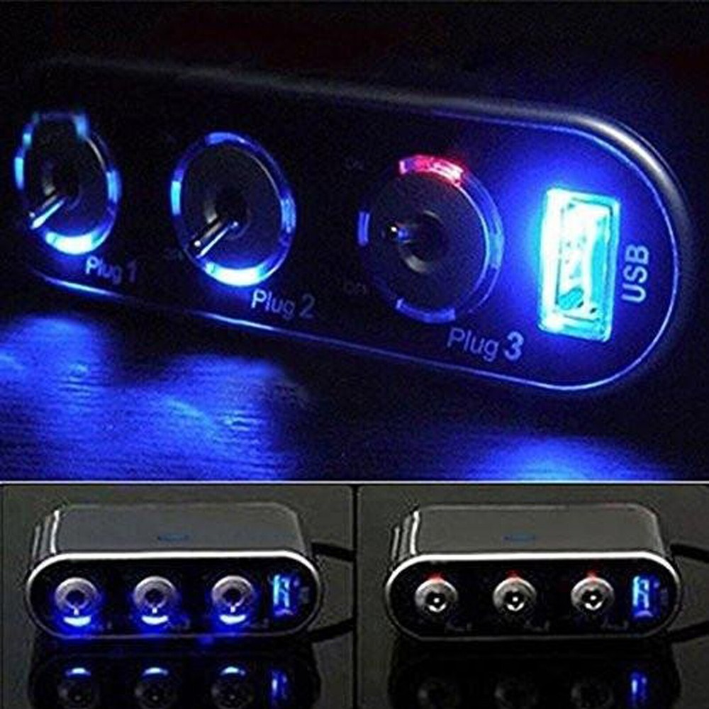 12V/24V Cigarette Lighter Socket Splitter with 1 USB Socket For Volkswagen Jetta