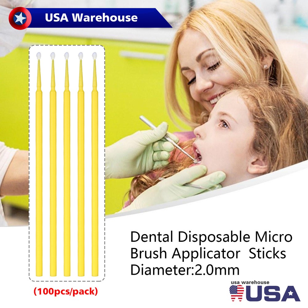 100*Dental Micro Brush Disposable Materials Tooth Applicator Eyelash Medium sl
