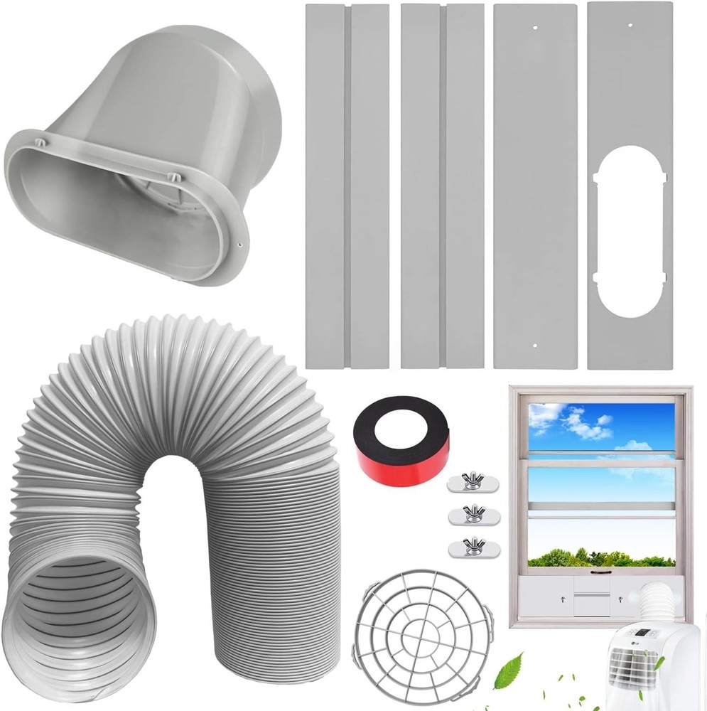 Portable AC Window Vent Kit, Adjustable Vertical/Horizontal Sliding Window Ki...