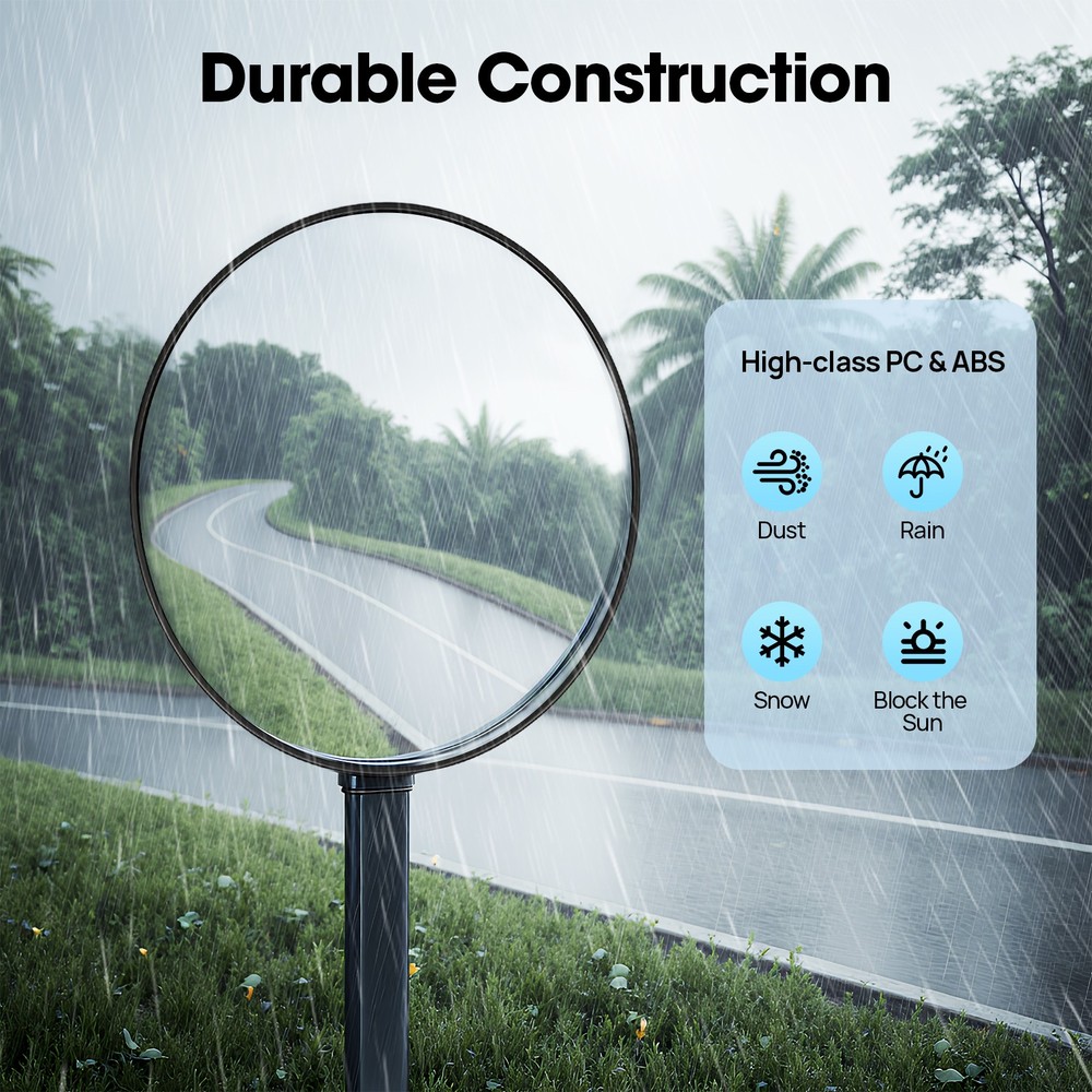 30cm Wide-angle Convex Mirror, Driveway Mirror with Adjustable Fixing Bracket