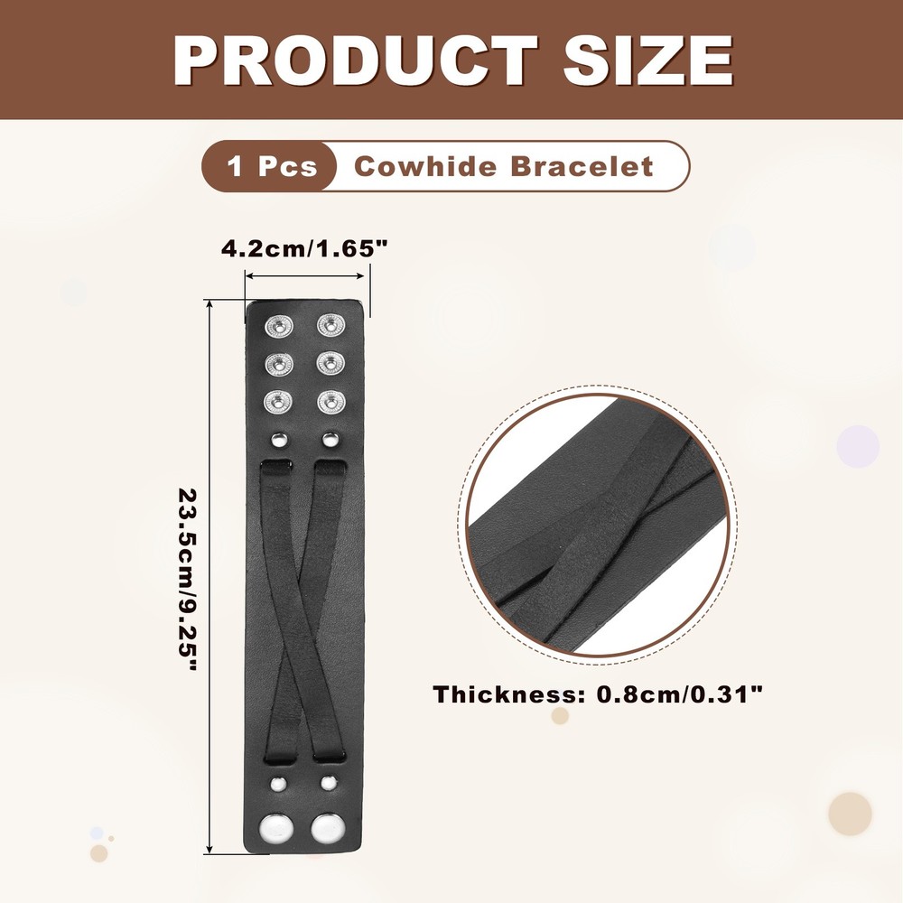 Plain Leather Bracelets Buckle Bangle,Black Wide Punk Bracelets