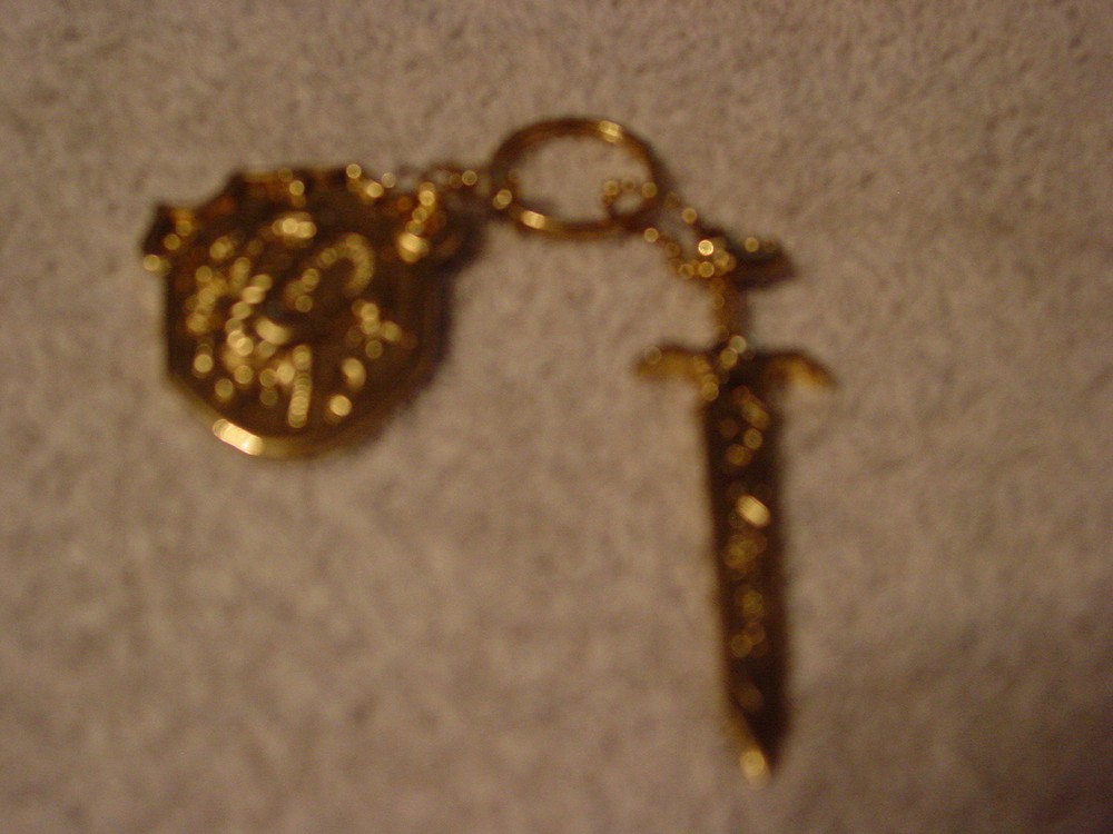 MINIATURE SWORD AND SHIELD KEYCHAIN KEYRING