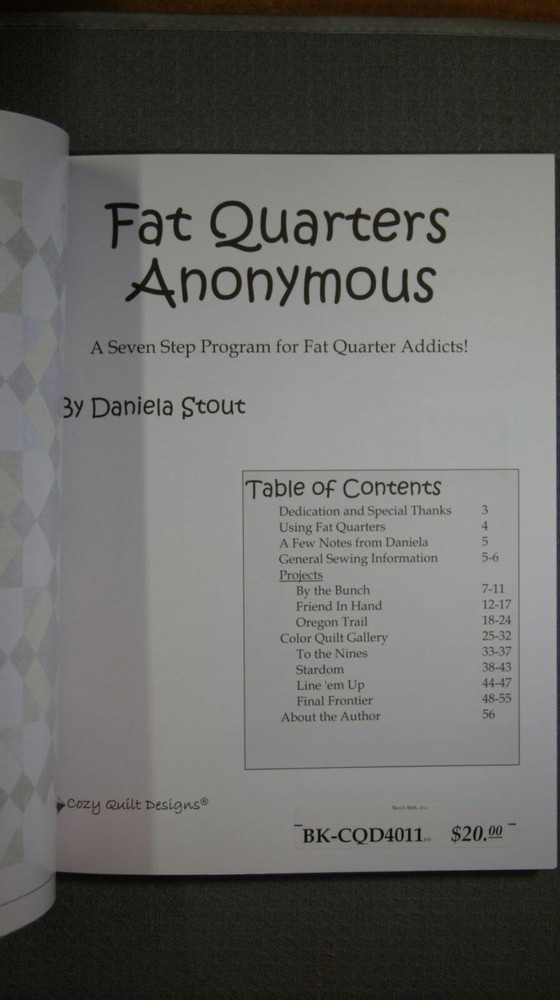 Fat Quarter Anonymous- A Seven Step Program- By Daniela Stout Quilt Pattern Book