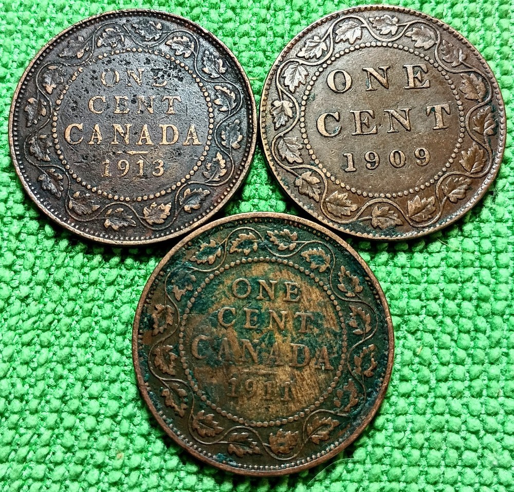 1909 1911 1913 ONE CENT CANADA