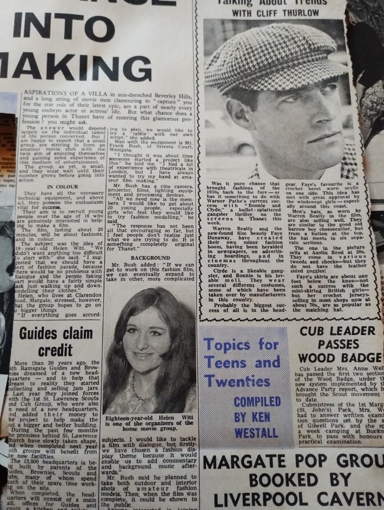 Sk238 Ephemera  1967 article Helen Will Margate Hollywood